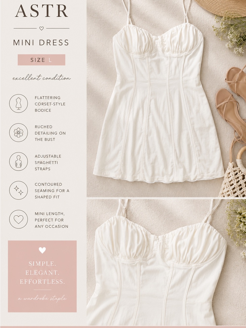 Astr White Corset-Style Mini Dress with Spaghetti Straps